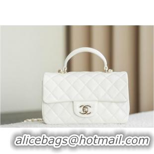 Top Quality Chanel Classic Mini Top Handle Bag in Lambskin Leather AS2566 White/Gold 2026