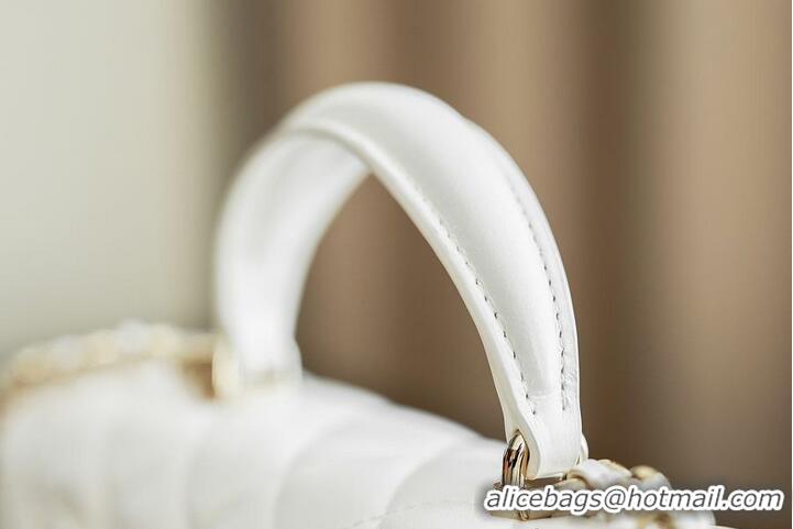 Top Quality Chanel Classic Mini Top Handle Bag in Lambskin Leather AS2566 White/Gold 2026