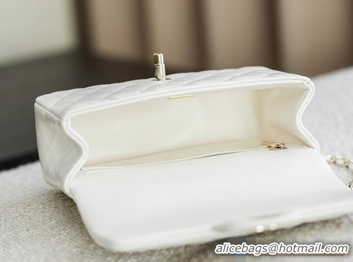 Top Quality Chanel Classic Mini Top Handle Bag in Lambskin Leather AS2566 White/Gold 2026