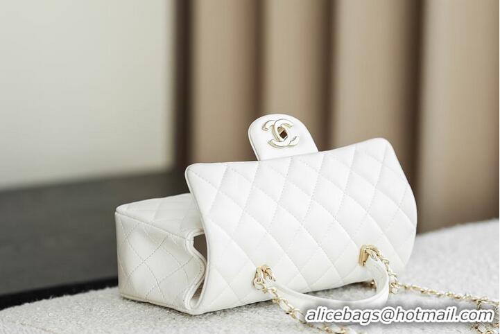 Top Quality Chanel Classic Mini Top Handle Bag in Lambskin Leather AS2566 White/Gold 2026