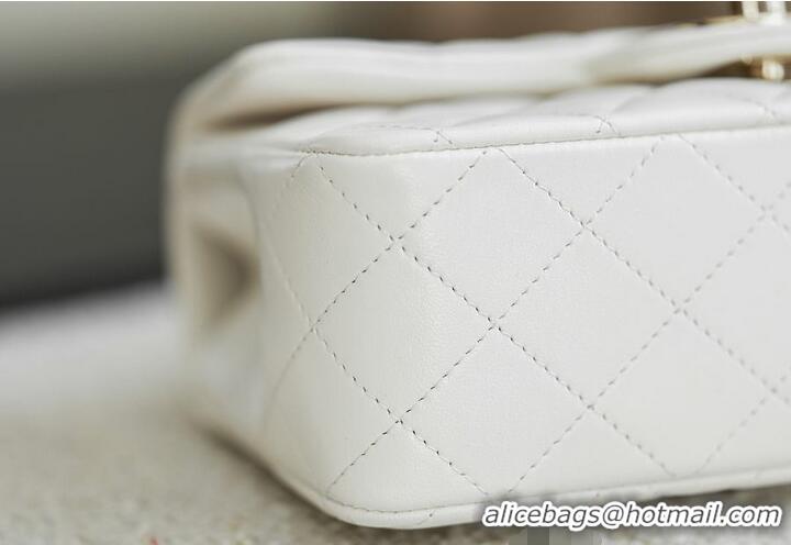 Top Quality Chanel Classic Mini Top Handle Bag in Lambskin Leather AS2566 White/Gold 2026