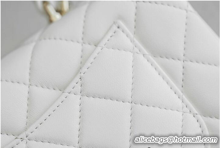 Top Quality Chanel Classic Mini Top Handle Bag in Lambskin Leather AS2566 White/Gold 2026