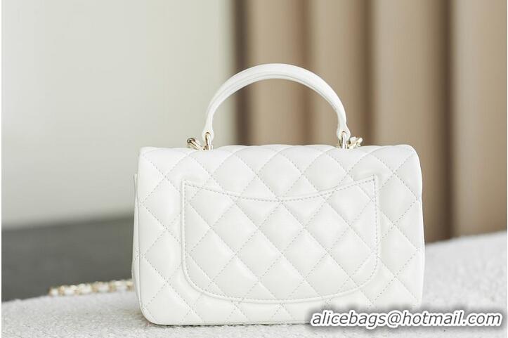 Top Quality Chanel Classic Mini Top Handle Bag in Lambskin Leather AS2566 White/Gold 2026