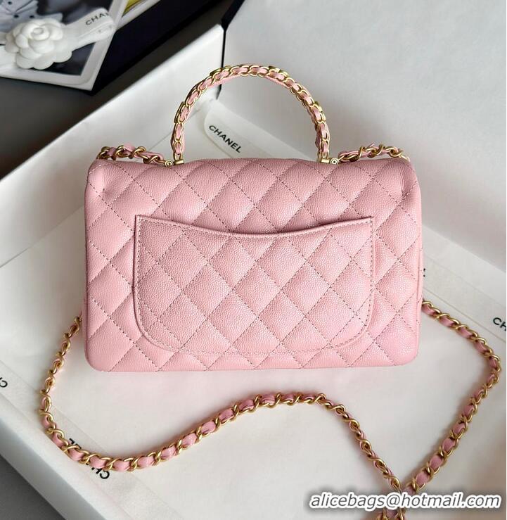 Big Discount Chanel Small Coco Handle Flap Bag In Caviar With Gold-Tone Hardware AS2568 Pink 2026
