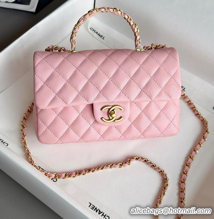 Big Discount Chanel Small Coco Handle Flap Bag In Caviar With Gold-Tone Hardware AS2568 Pink 2026