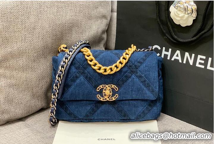 Cheap Chanel 19 In Fabric with Gold-Tone And Silver-Tone & Ruthenium-Finish Metal AS1160 Denim Blue 2026