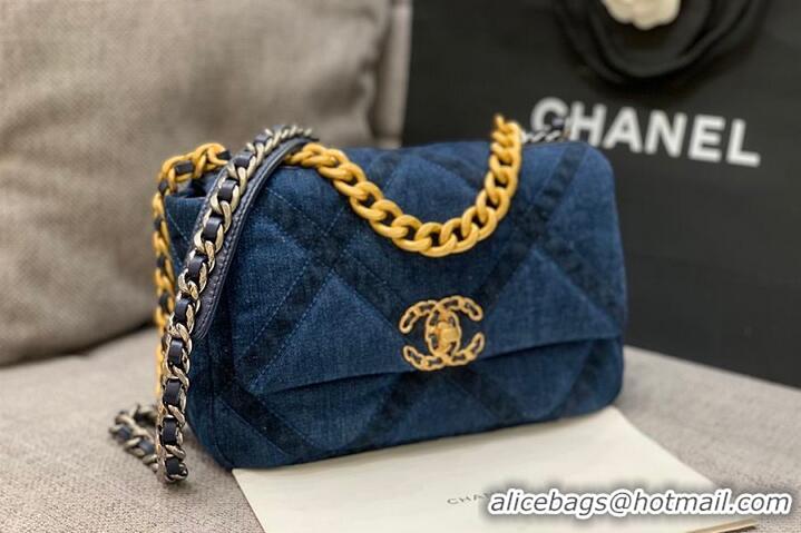 Cheap Chanel 19 In Fabric with Gold-Tone And Silver-Tone & Ruthenium-Finish Metal AS1160 Denim Blue 2026