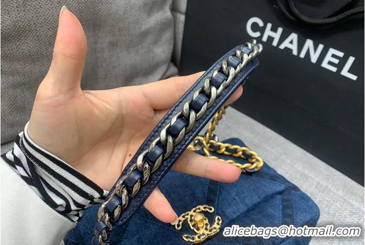 Cheap Chanel 19 In Fabric with Gold-Tone And Silver-Tone & Ruthenium-Finish Metal AS1160 Denim Blue 2026
