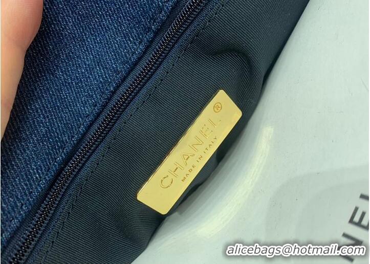 Cheap Chanel 19 In Fabric with Gold-Tone And Silver-Tone & Ruthenium-Finish Metal AS1160 Denim Blue 2026