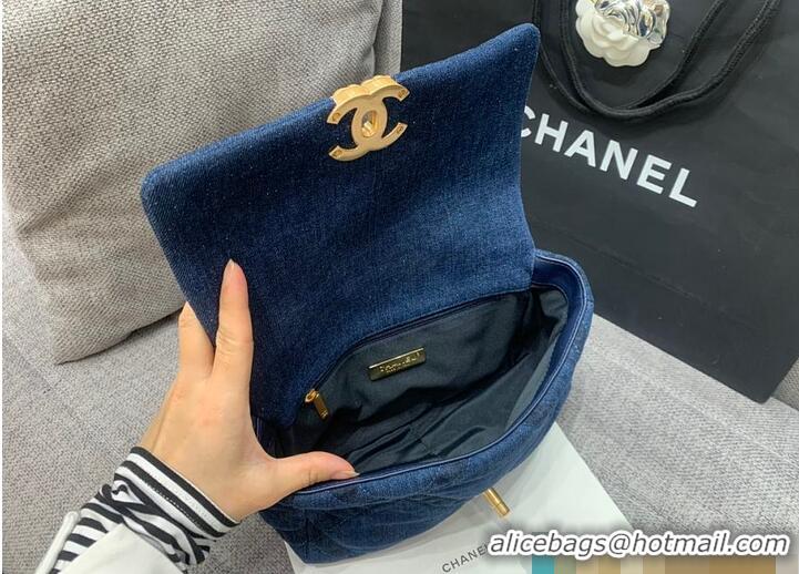 Cheap Chanel 19 In Fabric with Gold-Tone And Silver-Tone & Ruthenium-Finish Metal AS1160 Denim Blue 2026