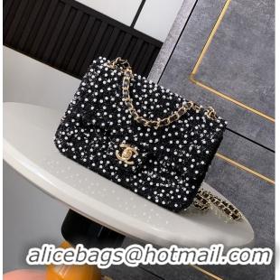 Discount Chanel Evening Party bag Sequins With Artificial Pearls & Gold-colored Metal Black & White AS6133