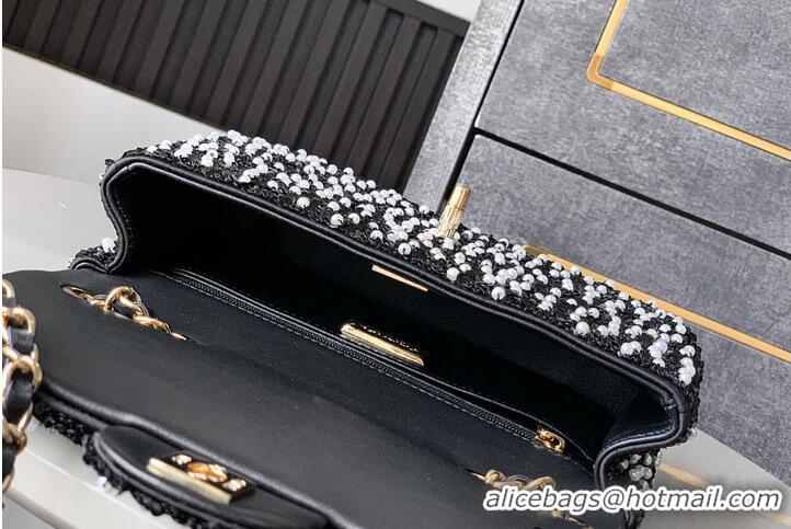 Discount Chanel Evening Party bag Sequins With Artificial Pearls & Gold-colored Metal Black & White AS6133