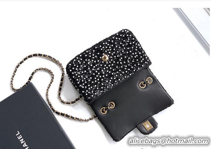 Discount Chanel Evening Party bag Sequins With Artificial Pearls & Gold-colored Metal Black & White AS6133