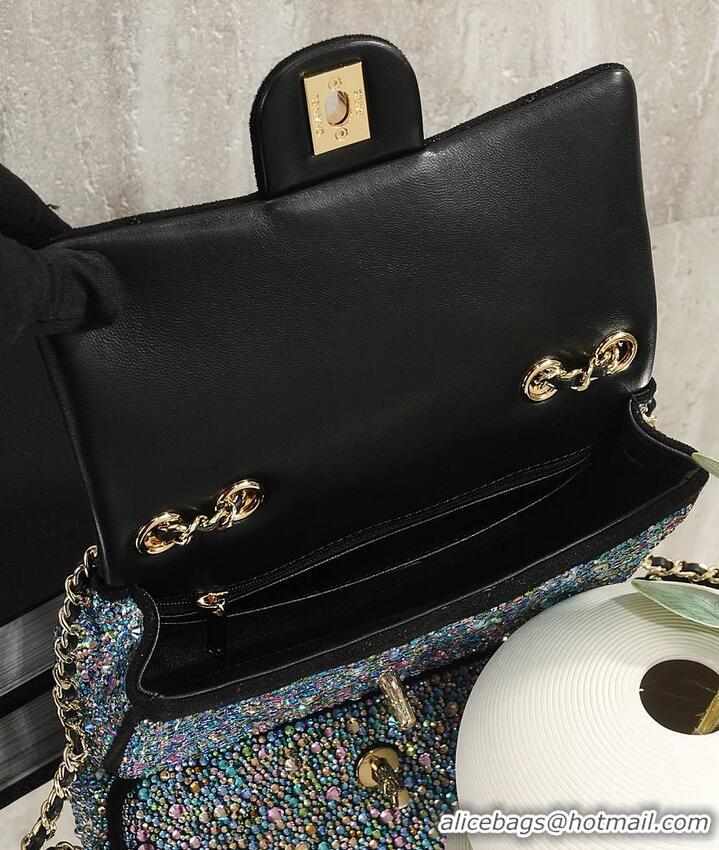 Famous Brand Chanel Crystal-Embellished Classic Flap Bag AS6134 Blue/Multicolor 2026