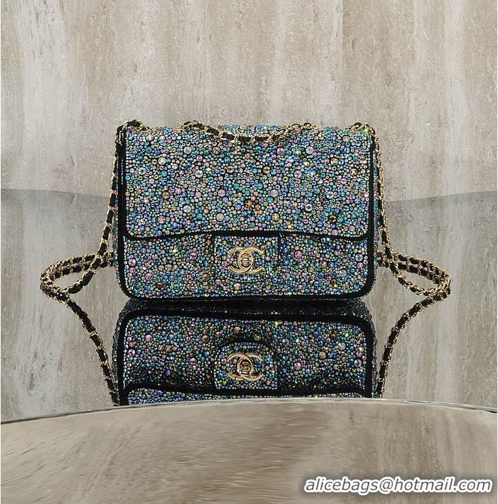 Famous Brand Chanel Crystal-Embellished Classic Flap Bag AS6134 Blue/Multicolor 2026