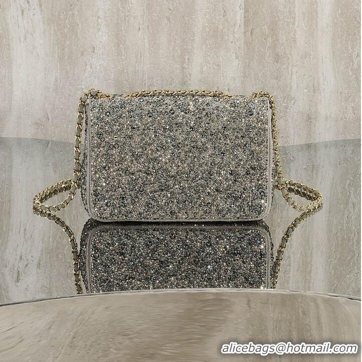Good Looking Chanel Crystal-Embellished Classic Flap Bag AS6134 Silver/Grey 2026