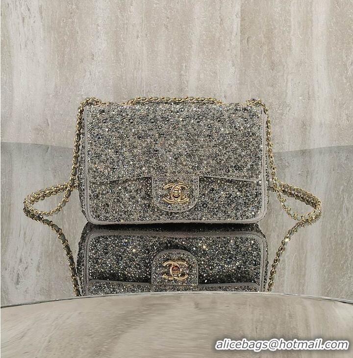Good Looking Chanel Crystal-Embellished Classic Flap Bag AS6134 Silver/Grey 2026
