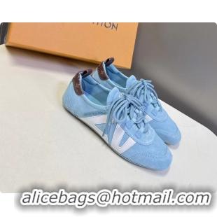 Best Grade Louis Vuitton LV Sneakerina Ballerina Sneakers Light Blue Suede Leather 6061802