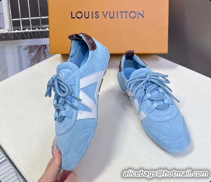 Best Grade Louis Vuitton LV Sneakerina Ballerina Sneakers Light Blue Suede Leather 6061802