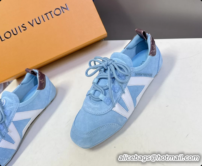 Best Grade Louis Vuitton LV Sneakerina Ballerina Sneakers Light Blue Suede Leather 6061802