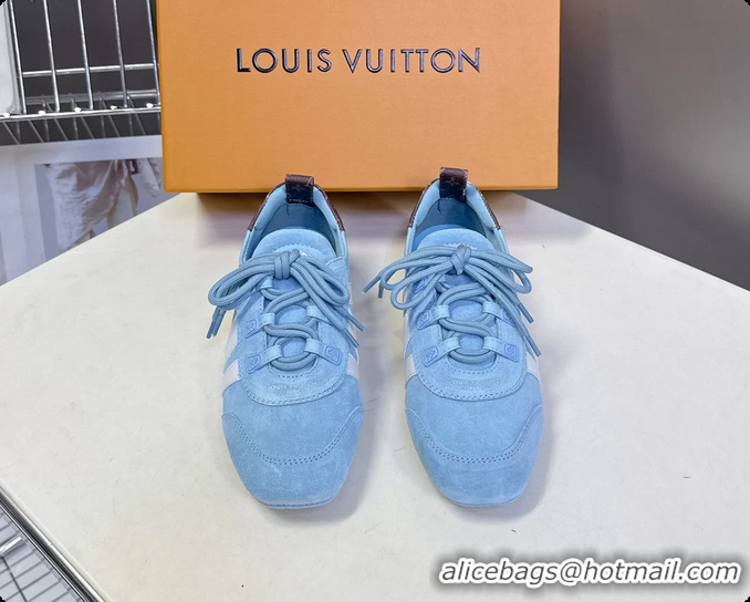 Best Grade Louis Vuitton LV Sneakerina Ballerina Sneakers Light Blue Suede Leather 6061802