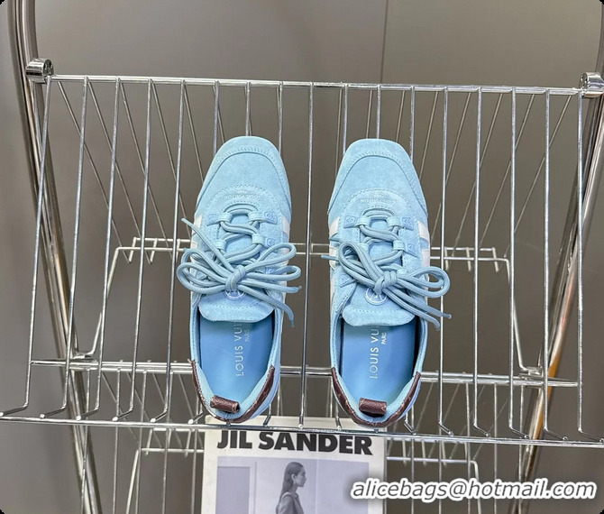 Best Grade Louis Vuitton LV Sneakerina Ballerina Sneakers Light Blue Suede Leather 6061802
