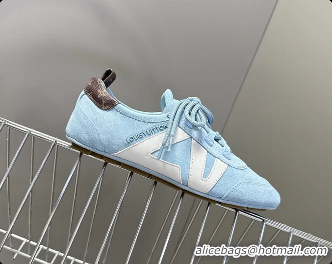 Best Grade Louis Vuitton LV Sneakerina Ballerina Sneakers Light Blue Suede Leather 6061802
