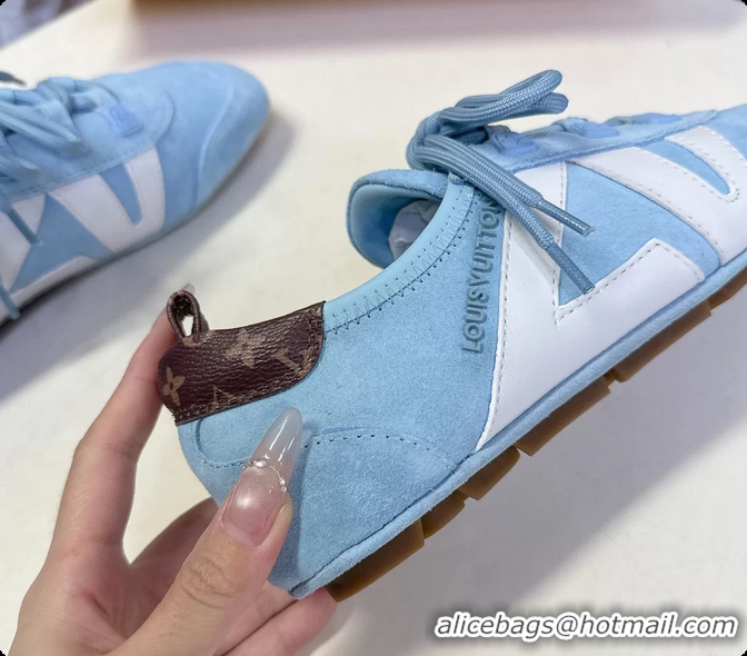 Best Grade Louis Vuitton LV Sneakerina Ballerina Sneakers Light Blue Suede Leather 6061802