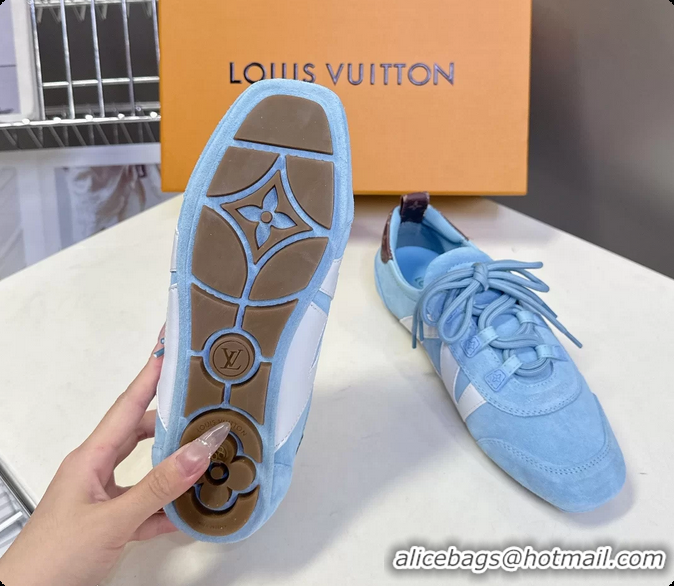 Best Grade Louis Vuitton LV Sneakerina Ballerina Sneakers Light Blue Suede Leather 6061802