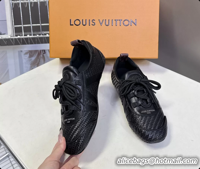 Low Price Louis Vuitton LV Sneakerina Ballerina Sneakers Black Woven Leather 6061802