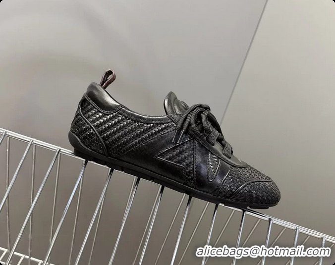 Low Price Louis Vuitton LV Sneakerina Ballerina Sneakers Black Woven Leather 6061802