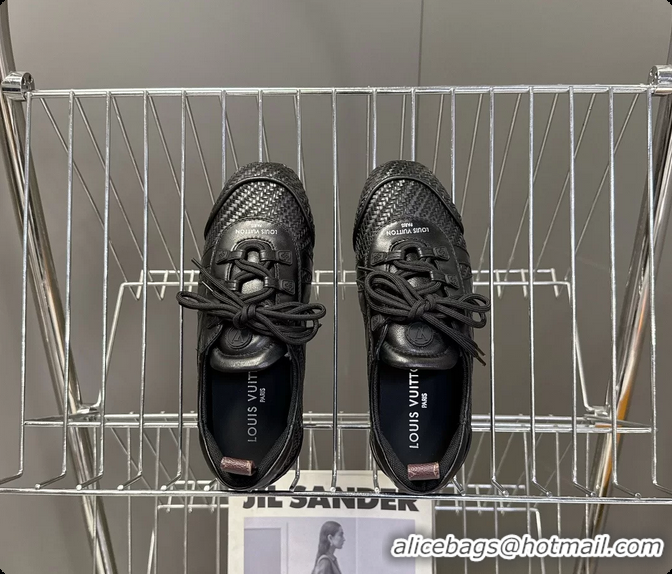 Low Price Louis Vuitton LV Sneakerina Ballerina Sneakers Black Woven Leather 6061802