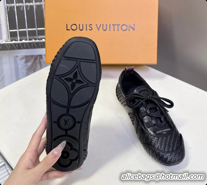 Low Price Louis Vuitton LV Sneakerina Ballerina Sneakers Black Woven Leather 6061802