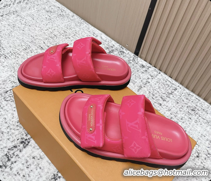 Most Popular Louis Vuitton Pool Pillow Comfort Flat Mule Sandals Nylon Fuchsia Monogram Fabric 6061803