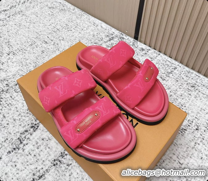 Most Popular Louis Vuitton Pool Pillow Comfort Flat Mule Sandals Nylon Fuchsia Monogram Fabric 6061803