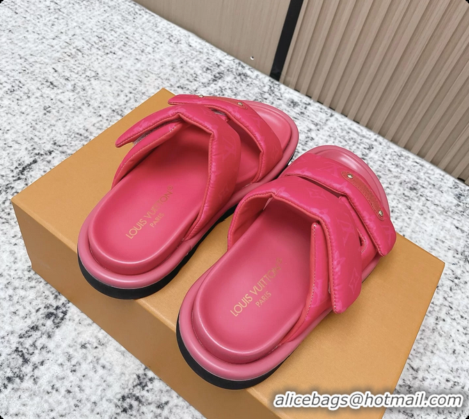 Most Popular Louis Vuitton Pool Pillow Comfort Flat Mule Sandals Nylon Fuchsia Monogram Fabric 6061803