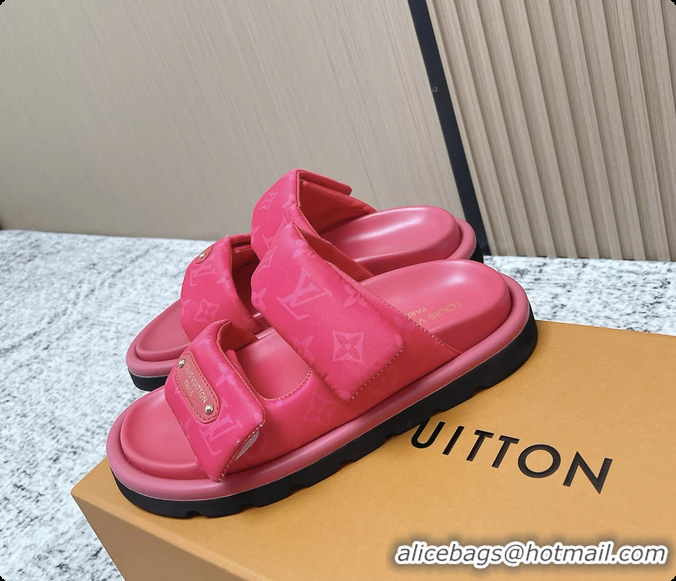 Most Popular Louis Vuitton Pool Pillow Comfort Flat Mule Sandals Nylon Fuchsia Monogram Fabric 6061803