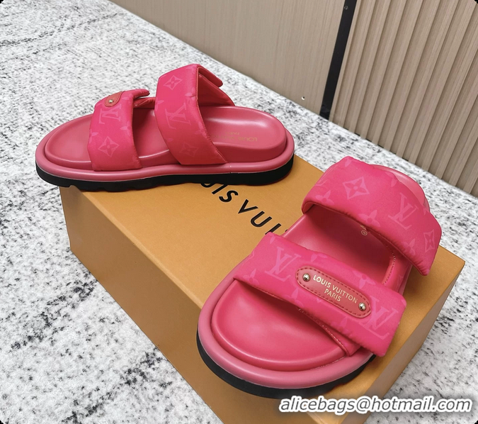 Most Popular Louis Vuitton Pool Pillow Comfort Flat Mule Sandals Nylon Fuchsia Monogram Fabric 6061803