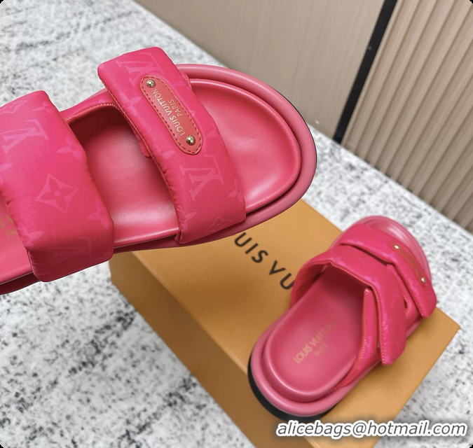 Most Popular Louis Vuitton Pool Pillow Comfort Flat Mule Sandals Nylon Fuchsia Monogram Fabric 6061803