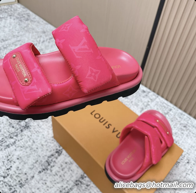 Most Popular Louis Vuitton Pool Pillow Comfort Flat Mule Sandals Nylon Fuchsia Monogram Fabric 6061803