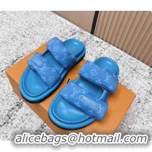 Purchase Louis Vuitton Pool Pillow Comfort Flat Mule Sandals Nylon Blue Monogram Fabric 6061803