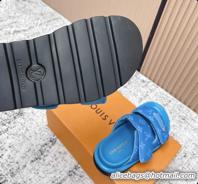 Purchase Louis Vuitton Pool Pillow Comfort Flat Mule Sandals Nylon Blue Monogram Fabric 6061803