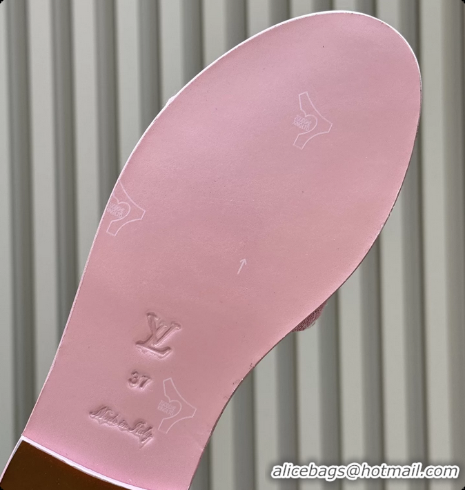 Discount Louis Vuitton Lily Flat Mule Sandals Pink Monogram Denim  6061804