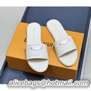Luxurious Louis Vuitton Lily Flat Mule Sandals Greige Monogram Denim 6061804