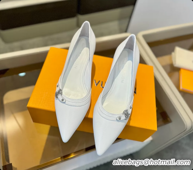 Perfect Louis Vuitton LV 6AM White Lambskin Leather Pumps 55MM 6061901