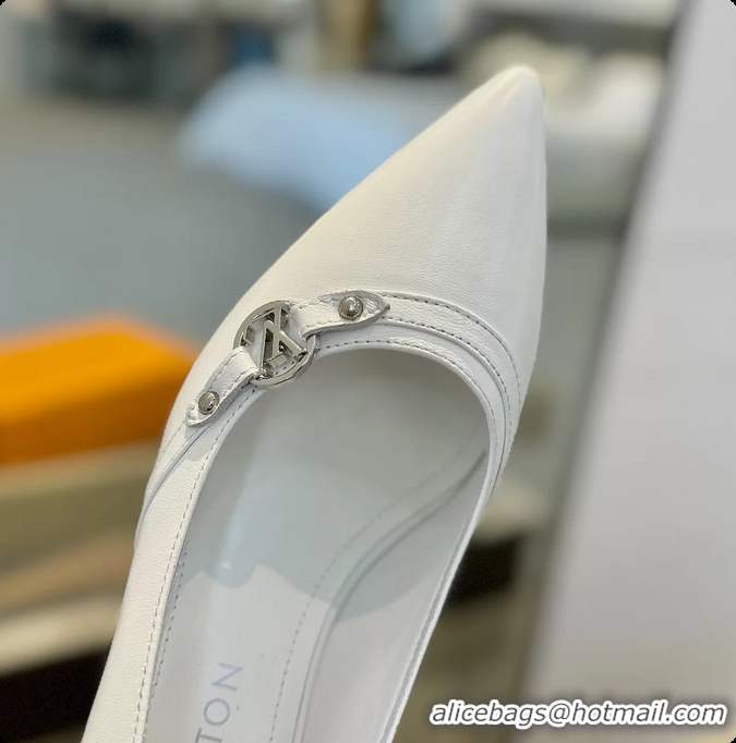 Perfect Louis Vuitton LV 6AM White Lambskin Leather Pumps 55MM 6061901
