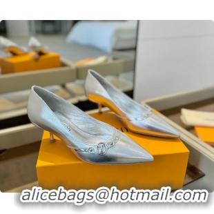 Most Popular Louis Vuitton LV 6AM Silver Lambskin Leather Pumps 55MM 6061901