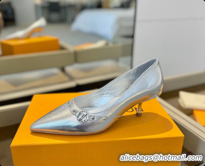 Most Popular Louis Vuitton LV 6AM Silver Lambskin Leather Pumps 55MM 6061901