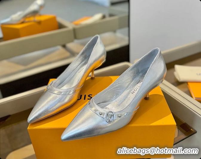 Most Popular Louis Vuitton LV 6AM Silver Lambskin Leather Pumps 55MM 6061901
