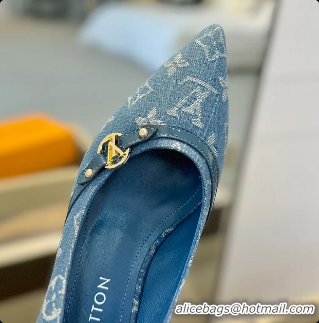 Top Grade Louis Vuitton LV 6AM Denim Blue Monogram Fabric Pumps 55MM 6061902